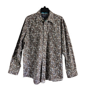 Rough Stock Panhandle Slim Long Sleeve Paisley Pearl Snap Shirt Western Men's XL